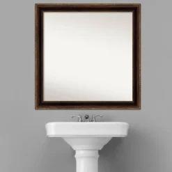 30" X 30" Non-Beveled Corded Bathroom Wall Mirror Bronze - Amanti Art -Home Furniture GUEST e38594c8 3c8f 4a0b 90fe e32a5448c2bb