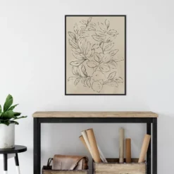 22" X 30" Outlined Leaves I By Asia Jensen Framed Canvas Wall Art Black - Amanti Art -Home Furniture GUEST e3ee7d71 6fa6 4dfc 8aa2 6295a04920e7