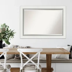 42" X 30" Eva White Framed Wall Mirror Silver - Amanti Art -Home Furniture GUEST e479e4d5 b6dd 40cf 8a86 e02d45b92cf1