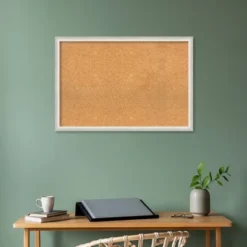 38"x26" Two Tone Wood Frame Cork Board Silver - Amanti Art: Wall Mount, Bulletin, Large Size -Home Furniture GUEST e5fd4d5f 859f 4c41 b8f7 ac7f674a9cd0