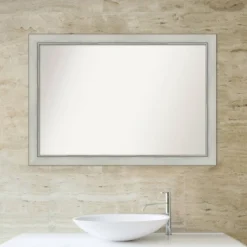 40" X 28" Non-Beveled Flair Patina Bathroom Wall Mirror Silver - Amanti Art -Home Furniture GUEST e5fec984 fe53 4e53 bbd0 14db60458d35