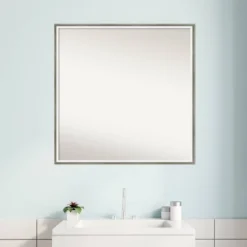 27" X 27" Non-Beveled Lucie Wood Bathroom Wall Mirror Silver - Amanti Art -Home Furniture GUEST e6083f1c 92a4 4cac b721 ca1e2a07c0bd