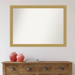 42" X 31" Non-Beveled Grace Brushed Gold Wall Mirror - Amanti Art -Home Furniture GUEST e845070f 2856 4146 bcb8 8ee68177a627