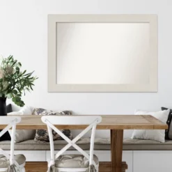 42" X 30" Non-Beveled Rustic Plank White Wall Mirror - Amanti Art -Home Furniture GUEST e8d84373 eb65 4c4e 951e 9143c4a134dd