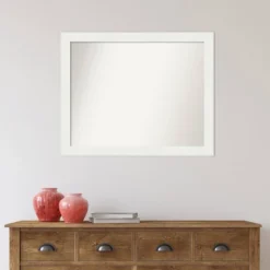 32" X 26" Non-Beveled Vanity White Narrow Wall Mirror - Amanti Art -Home Furniture GUEST e907eb3a 06f5 49fe a365 9830153e6a72