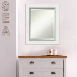 22" X 26" Eva White Framed Wall Mirror Silver - Amanti Art -Home Furniture GUEST e946f676 dd57 4cbb 929e 6a9b3d9c9978