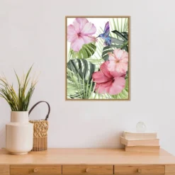18" X 24" Hibiscus And Hummingbird I By Paxton Parker Framed Canvas Wall Art - Amanti Art -Home Furniture GUEST e9eed219 6a53 4372 88b3 c5b0cb26df9a