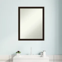 Espresso Brown Non-Beveled Wood Bathroom Wall Mirror -Home Furniture GUEST eb34246a 226d 44c7 b77f 0bc175c5d42e