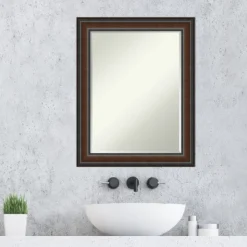 Amanti Art Cyprus Walnut Petite Bevel Wood Bathroom Wall Mirror 28.75 X 22.75 In. -Home Furniture GUEST ebb9287e 693c 4ffb 9ae7 4592b9d70c59