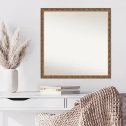 28" X 28" Non-Beveled Antique Bronze Wood Wall Mirror - Amanti Art -Home Furniture GUEST ec606ef0 b24c 49bf 822a 8217f9cf8c87
