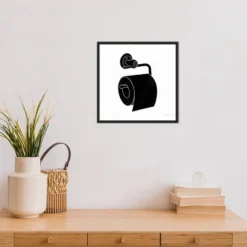 16" X 16" Bathroom Puns V No Words By Becky Thorns Framed Canvas Wall Art Black - Amanti Art -Home Furniture GUEST ed504e7b a6c1 428a bf15 f08f0ca9f881