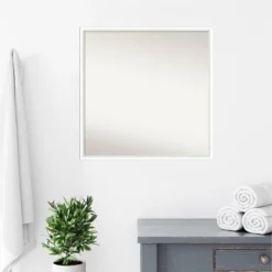 27" X 27" Non-Beveled Lucie Wood Bathroom Wall Mirror White - Amanti Art -Home Furniture GUEST ef18535b 63f7 4e1a 8a3d 8e3d0582b9a4