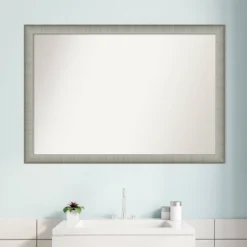 39" X 27" Non-Beveled Elegant Narrow Bathroom Wall Mirror Brushed Pewter - Amanti Art -Home Furniture GUEST ef730cfa 1f64 49ac 9405 c46384aab957