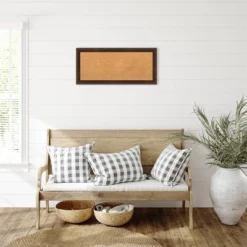 Amanti Art 33"x15" Narrow Wood Frame Natural Cork Board Warm Walnut : Bulletin Board For Office, Wall Mounted Presentation Board -Home Furniture GUEST f02442de ecd1 4375 90ab 090cf1ca3f09