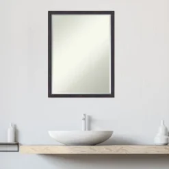 Amanti Art Dark Bronze Scoop Petite Bevel Wood Bathroom Wall Mirror 25.5 X 19.5 In. -Home Furniture GUEST f101bb99 97d7 4aeb 9938 335a1b4db6f8