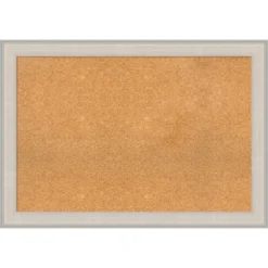 40"x28" Cottage Wood Frame Natural Cork Board White/Silver - Amanti Art -Home Furniture GUEST f18e9f79 c680 4f47 b5b1 17dd1650da02