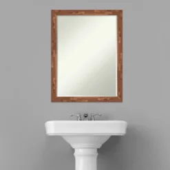 Amanti Art Fresco Light Pecan Petite Bevel Wood Bathroom Wall Mirror 26.5 X 20.5 In. -Home Furniture GUEST f1e83c26 cee6 49ac b7e0 0b01c12816d5