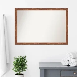 39" X 27" Non-Beveled Fresco Wood Bathroom Wall Mirror Light Pecan Brown - Amanti Art -Home Furniture GUEST f2642783 74eb 47bd ae77 870a1771b9ac