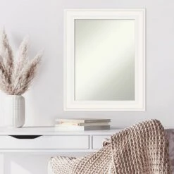 24" X 30" Non-Beveled Ridge White Wall Mirror - Amanti Art -Home Furniture GUEST f2a5c1ab 913d 41ce 8b61 e25687e79a76
