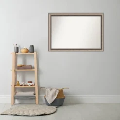 40" X 28" Non-Beveled Lyla Ornate Bathroom Wall Mirror Silver - Amanti Art -Home Furniture GUEST f311e639 c609 40fe 8584 440a788db37b