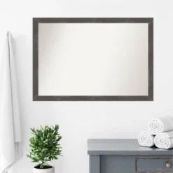 39" X 27" Non-Beveled Woodridge Rustic Gray Wood Bathroom Wall Mirror - Amanti Art -Home Furniture GUEST f34d32db e49f 47a3 a1cd c68bf67ad91c