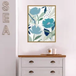 18" X 24" Song Of The Wind I Blue Flowers By Isabelle Z Framed Canvas Wall Art - Amanti Art -Home Furniture GUEST f3931467 1a09 4280 8d6c d88a9510fc40