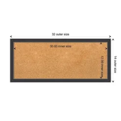 32"x14" Stylish Wood Frame Natural Cork Board Black - Amanti Art: Wall Mounted, Bulletin Display, Office Decor -Home Furniture GUEST f50a5e1c 42d3 49fc 9d0d 77bee6813327
