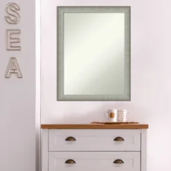 21" X 27" Non-Beveled Elegant Brushed Pewter Narrow Wall Mirror - Amanti Art -Home Furniture GUEST f559bc9d eb67 47d1 863d 43491b81d3e8