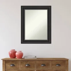 24" X 30" Non-Beveled Ridge Black Bathroom Wall Mirror - Amanti Art -Home Furniture GUEST f6637a2d 8f4d 4fda 961d da797f1bf3dc
