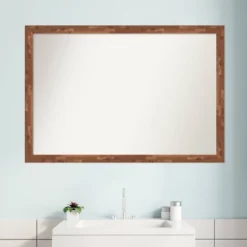39" X 27" Non-Beveled Fresco Wood Bathroom Wall Mirror Light Pecan Brown - Amanti Art -Home Furniture GUEST f77f40d6 7683 46e9 8284 27c3410fac28