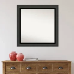 31" X 31" Non-Beveled Tuxedo Black Bathroom Wall Mirror - Amanti Art -Home Furniture GUEST f8d8ea2e 92bd 4c51 b2fc 03197e43f873