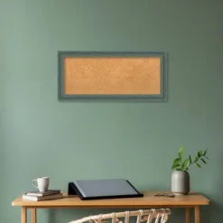 33"x15" Upcycled Wood Frame Natural Cork Board Teal/Gray - Amanti Art: Custom Framed, Wall Mounted, Bulletin Board For Home Office -Home Furniture GUEST f9bba466 832c 49bb 914c 3785e25defb5