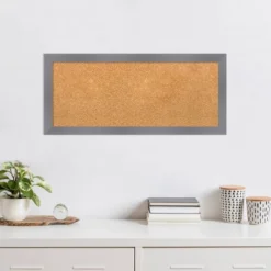 32"x14" Edwin Wood Frame Natural Cork Board Gray - Amanti Art -Home Furniture GUEST fa695908 3b18 4841 9d64 84b6dbb7780a