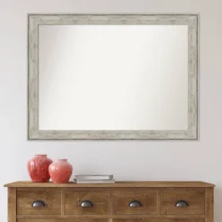 43" X 32" Non-Beveled Crackled Bathroom Wall Mirror Metallic Silver - Amanti Art -Home Furniture GUEST fc12f6fd 91c2 4183 bcb0 bfb7ebb771a2