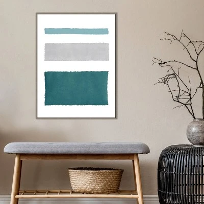 22" X 30" Painted Weaving IV Blue Green By Piper Rhue Framed Canvas Wall Art Gray Wash - Amanti Art 8 22" X 30" Painted Weaving IV Blue Green By Piper Rhue Framed Canvas Wall Art Gray Wash - Amanti Art - Image 6