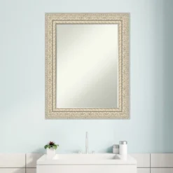 Amanti Art Fair Baroque Cream Petite Bevel Wood Bathroom Wall Mirror 29.5 X 23.5 In. -Home Furniture GUEST fc5f349c 6ac0 4a6d a35b f40b17871c91