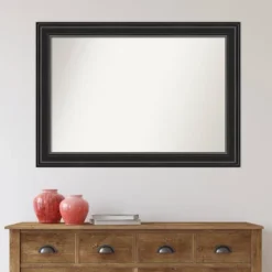 42" X 30" Non-Beveled Ridge Black Wall Mirror - Amanti Art -Home Furniture GUEST fd8d2c63 829b 4d35 9dc7 d49e047567cf