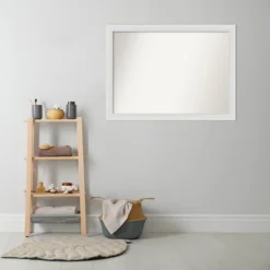 42" X 31" Non-Beveled Flair Narrow Bathroom Wall Mirror Soft White - Amanti Art -Home Furniture GUEST feef98fb 6b12 4403 b55b e7bd34ad1e5c