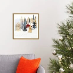 16" X 16" Christmas Chalet I Tree By Victoria Borges Framed Canvas Wall Art - Amanti Art -Home Furniture GUEST ff2070f6 1f41 46fa baa6 5b8fb8dc16c5